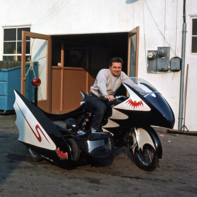 Richard "Korky" Korkes in 1967 with his Batcycle.